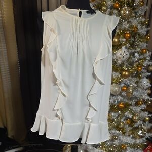 Banana Republic Cream Ruffle Top